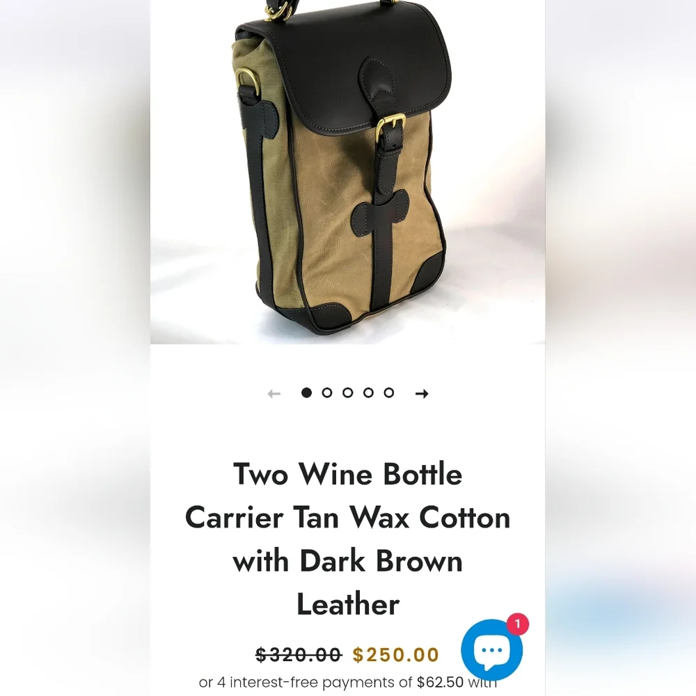 Canvas & Leather Wine Bottle Carrier Crossbody Bag Rustic Travel Picnic Tote